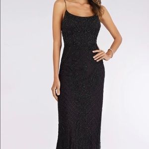 CAMILE LE VIE BLACK BEADED SPAGHETTI STRAP DRESS
